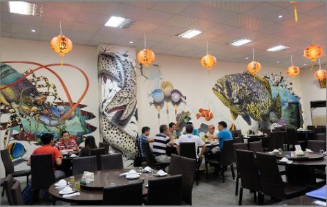 桑植海鲜餐厅墙体彩绘